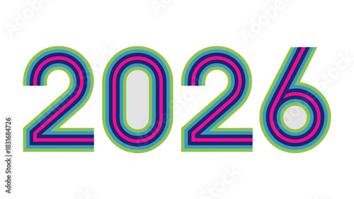 Vibrant 2026: A visually striking representation of the year 2026, featuring bold, layered digits in an eye-catching color scheme. 