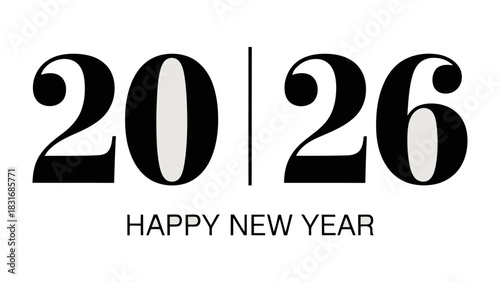 Embracing the Future: Happy New Year 2026: A clean and elegant design heralding the arrival of the year 2026, offering a promise of new beginnings and opportunities. The simplicity speaks volumes. 
