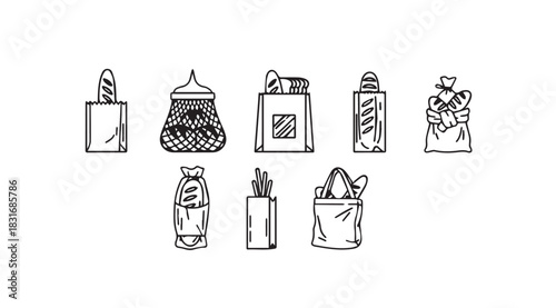 Collection of stylized perfume bottles in a sketch silhouette style