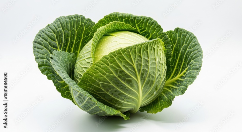 Obraz premium Fresh Green Cabbage Isolated on White Background