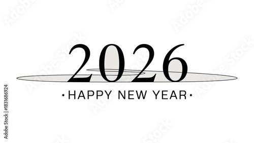New Year 2026: A minimalist greeting for the fresh beginning. Celebrate the arrival of 2026 with clean design.