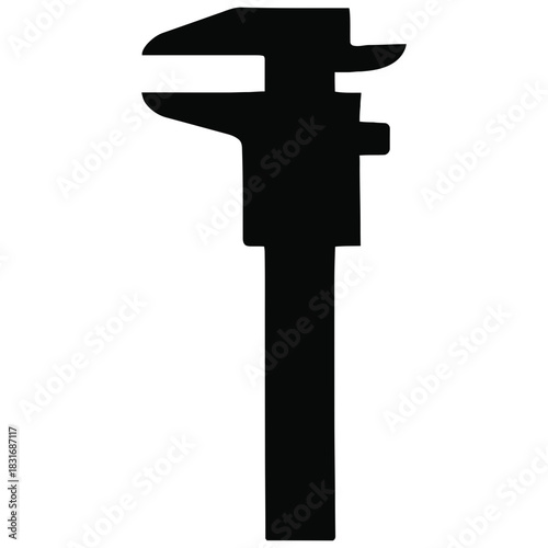 Caliper tool icon silhouette precision measuring instrument graphic isolated