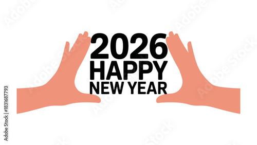 New Year's Eve 2026 Greetings: A visual metaphor for the future, where outstretched hands frame the message of Happy New Year 2026, embodying anticipation and hope for a fresh start.