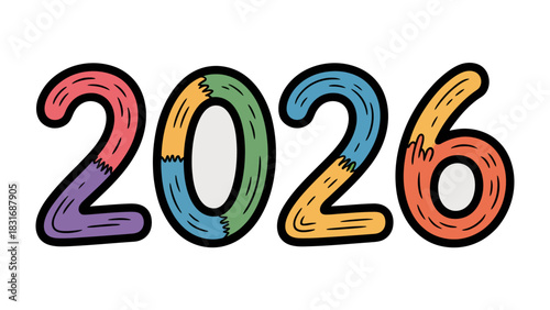 New Year's Eve 2026: Colorful numbers spell out the year 2026, creating a sense of anticipation and optimism for the future. The image symbolizes a fresh start, looking forward to the next chapter.