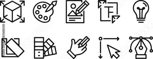 Graphic design line icons set