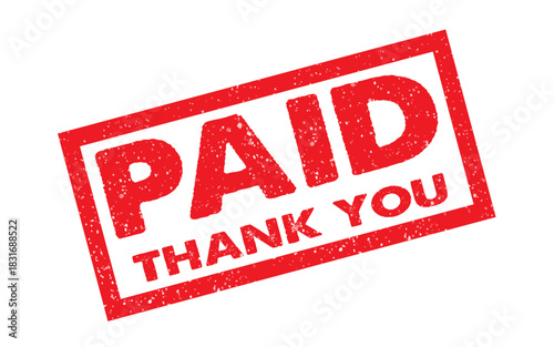 PAID Rubber Stamp Red Ink Grunge Seal Vector Invoice Bill Receipt Financial Transaction