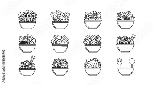 Collection of hand drawn potted plants in a sketchy silhouette style