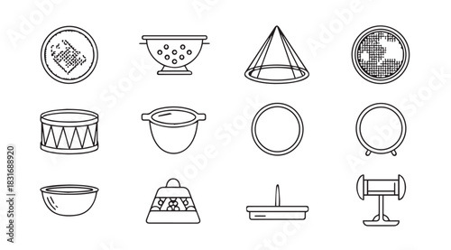 Collection of kitchen utensil icons in a clean silhouette style silhouette
