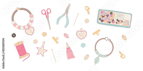 Handmade jewelry and beading craft elements collection