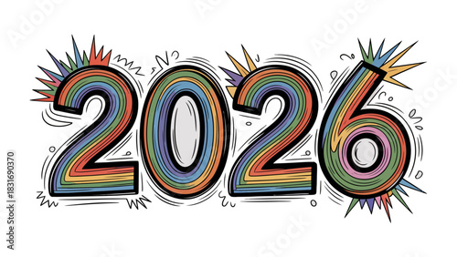 Vibrant 2026: A colorful and energetic depiction of the year 2026, radiating optimism and excitement, showcasing a spectrum of possibilities.