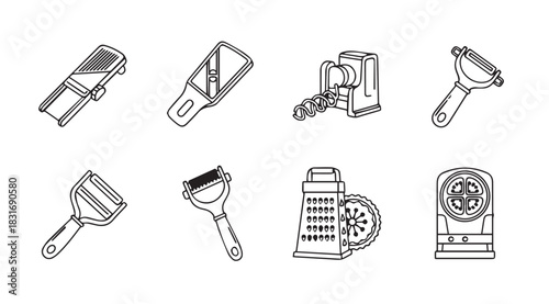 Collection of kitchen utensils and gadgets silhouette