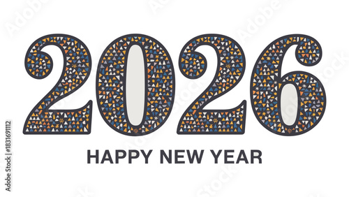 Happy New Year 2026: A festive graphic celebrates the arrival of the New Year, incorporating a mosaic pattern for the year 2026 and a celebratory message below. 