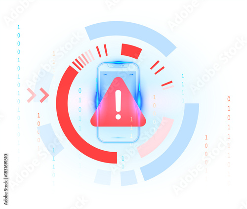 PNG - Digital Security Warning Technology - Mobile Phone Hacked Risk Data Protection And Cyber Network Access Alert Transparent Background