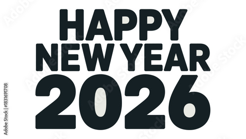 New Year 2026: A visually striking typographic design for the upcoming year 2026, offering a contemporary take on celebrating the New Year.