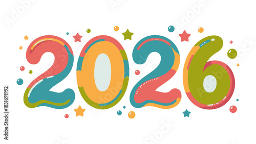 New Year 2026: A vibrant and colorful design celebrating the dawn of 2026, creating a sense of anticipation and hope for the coming year.
