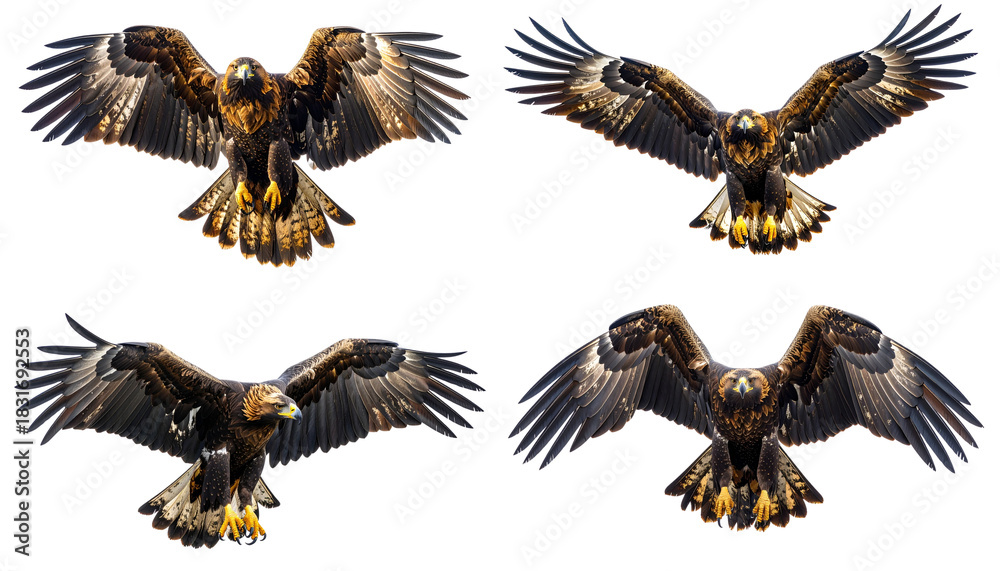 Obraz premium Illustration of a brown eagle flying isolated on white background