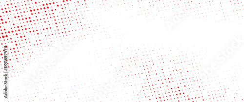 Grunge halftone gradient background. Faded grit noise texture. White and Red sand wallpaper. Retro pixelated backdrop. Anime or manga style comic overlay. Vector illustration.
