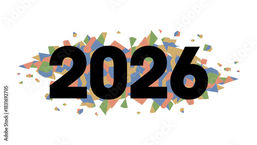 2026 Typography: A vibrant, eye-catching design features the bold numerical representation of the year 2026, set against a backdrop of colorful, abstract shapes.