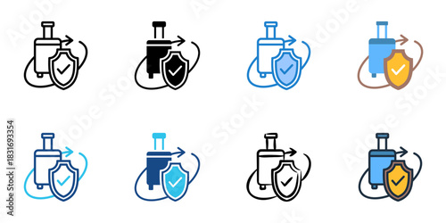 Travel insurance icon set multiple style vector collection. Editable Stroke 
