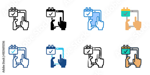 Booking Online icon set multiple style vector collection. Editable Stroke 
