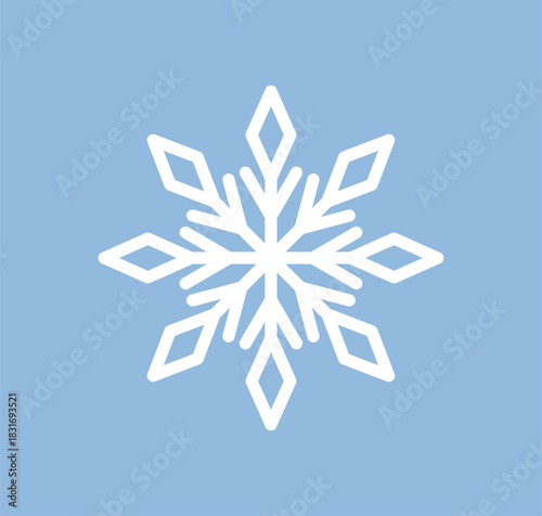Snowflake pattern. Geometric crystal shape, icy cold winter weather, frost decoration. Cool seasonal snow flake, snowy ice geometry ornament. Isolated flat vector illustration