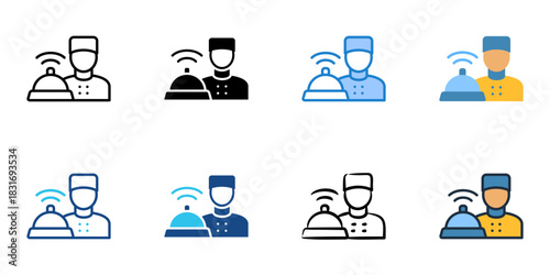 Bellboy icon set multiple style vector collection. Editable Stroke 
