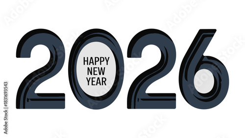 Happy New Year 2026: A stylish and contemporary graphic for the new year celebration. Perfect for greeting cards, invitations, and digital designs.
