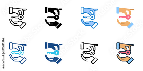 Valet parking icon set multiple style vector collection. Editable Stroke 
