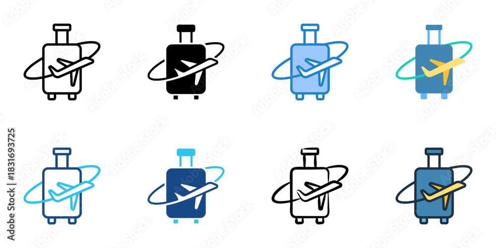 Obraz premium Travel agency icon set multiple style vector collection. Editable Stroke