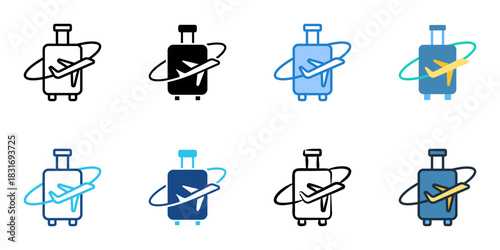 Travel agency icon set multiple style vector collection. Editable Stroke 
