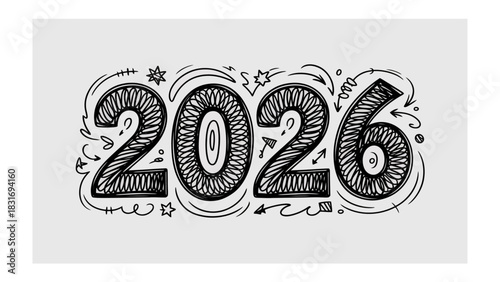 Year 2026 Artistic Illustration: An artistic illustration of the year 2026, where creativity meets anticipation