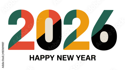 New Year 2026: A vibrant and colorful design wishing Happy New Year, heralding a future of potential and promise. 