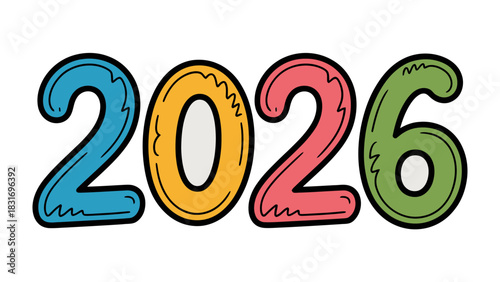 2026 Typography: A vibrant and colorful depiction of the year 2026, ideal for conceptual projects focusing on future events and themes.