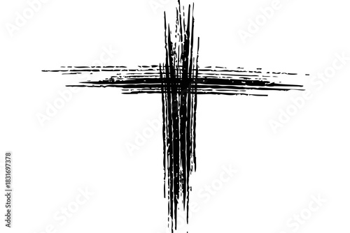 Christian cross vector. Black blotted cross. Vector illustration