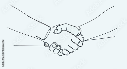 Minimalist Line Art Illustration of a Handshake Signifying Cooperation and Agreement