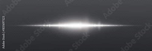 Bright horizontal light flare with glowing particles and soft shining effect.