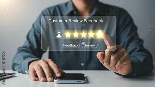 Customer Review Feedback Interface with Rating Stars and User Interaction.