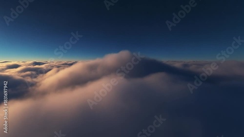 Cloudscape Aerial View Serene Cloud Formations and Blue Sky Horizon, Scenic Natural Beauty