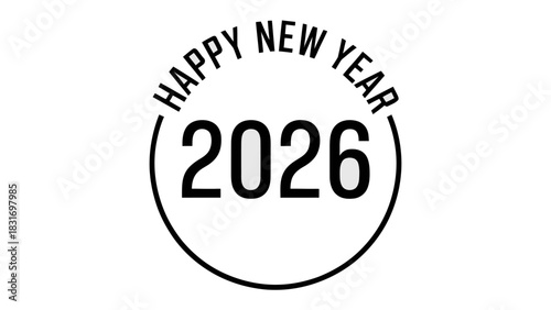 New Year 2026 Celebration: A modern and minimalist design that captures the essence of fresh start, marking the beginning of a new year. A circular graphic that is simple and adaptable