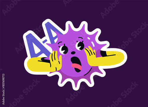 Scared geometric shape screams. Cute emoji with shocked emotion on face. Funny emoticon with frightened, terrified expression is yelling. Afraid cartoon character. Flat isolated vector illustration