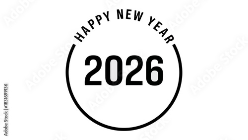 Happy New Year 2026: A minimalist and elegant typographic design, conveying wishes of joy and prosperity for the upcoming year 2026. 