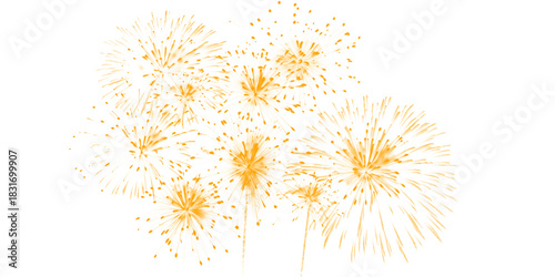 Golden firework texture, thin stroke lines. Isolated png illustration, transparent background. Design for overlay, montage, texture. Happy new year concept.	
