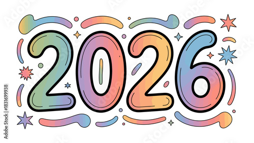 Countdown to 2026: A vibrant and colorful design marks the anticipation of the year 2026. This illustration embodies a sense of forward-thinking and excitement for the future. 