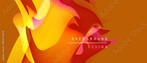 Abstract vibrant design. Orange, yellow, pink hues blend dynamically. Modern background with text elements, simple composition.