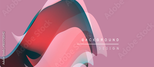 Abstract fluid shapes, pink backdrop. Dynamic composition, modern design elements. Subtle gradients create visual interest. Minimal text overlay present.
