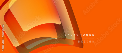 Abstract orange design features layered shapes, gradients. Text reads background design. Modern, vibrant visual element.