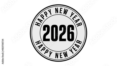 Happy New Year 2026: A simple circular design announces the arrival of the New Year 2026, filled with anticipation, hope, and the promise of a fresh start.