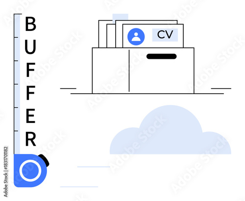 Buffer concept. Buffer s cloud storage and CV management for streamlined data exchange. Buffer helps in workflow organization and personal information handling. For HR, cloud tech, efficiency
