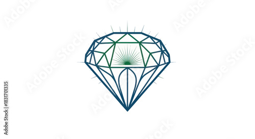 Elegant geometric diamond illustration with radiating accents and a minimalist design