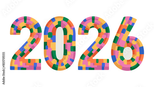 Numeric Mosaic 2026: A vibrant and colorful mosaic design spells out the year 2026, creating a visually striking representation.